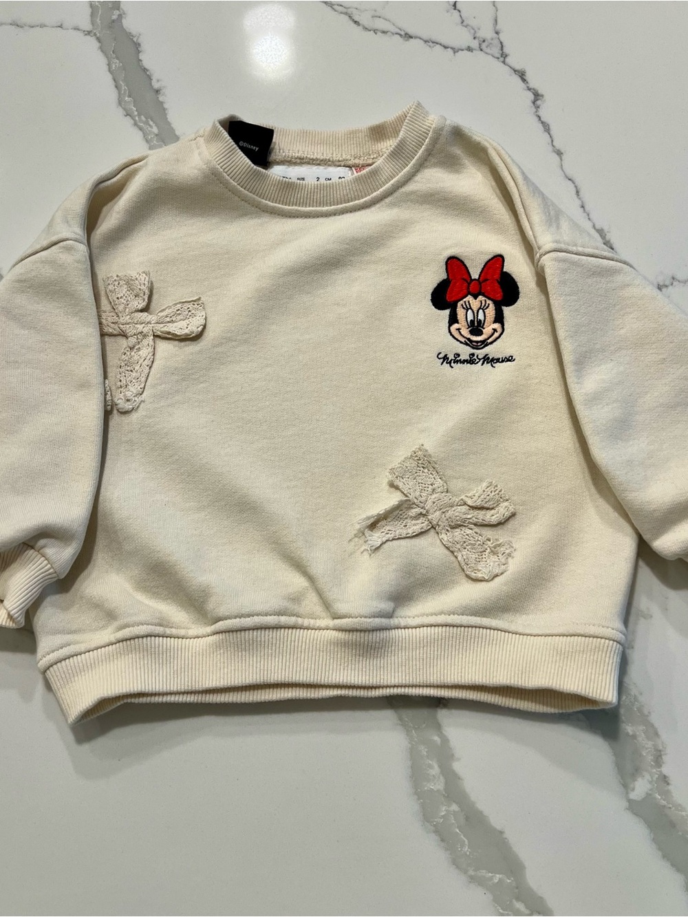 ZARA DISNEY Cream Minnie Mouse Bow Sweatshirt❤️😎 - Picture 2 of 9